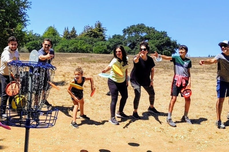 Family disc golf lessons, like this one in Santa Cruz, CA, are fun and often lead to a new regular family activity